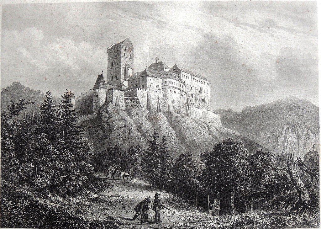  Burg Karlštejn - Gravur von 1860 (Quelle Wikipedia.de)